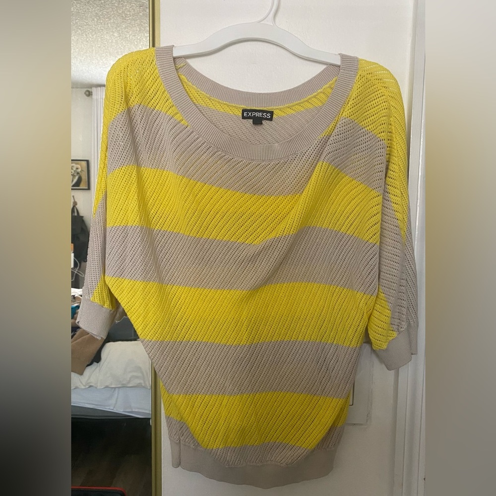 Express Yellow and Grey Top - XS
